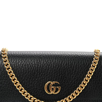 Gucci Dollar Calfskin GG Supreme Monogram Petite GG Marmont Wallet Chain Bag Black Beige Ebony 8 of 11