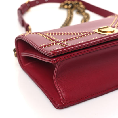 Christian Dior Calfskin Studded Small Diorama Flap Bag Burgundy 9 of 10