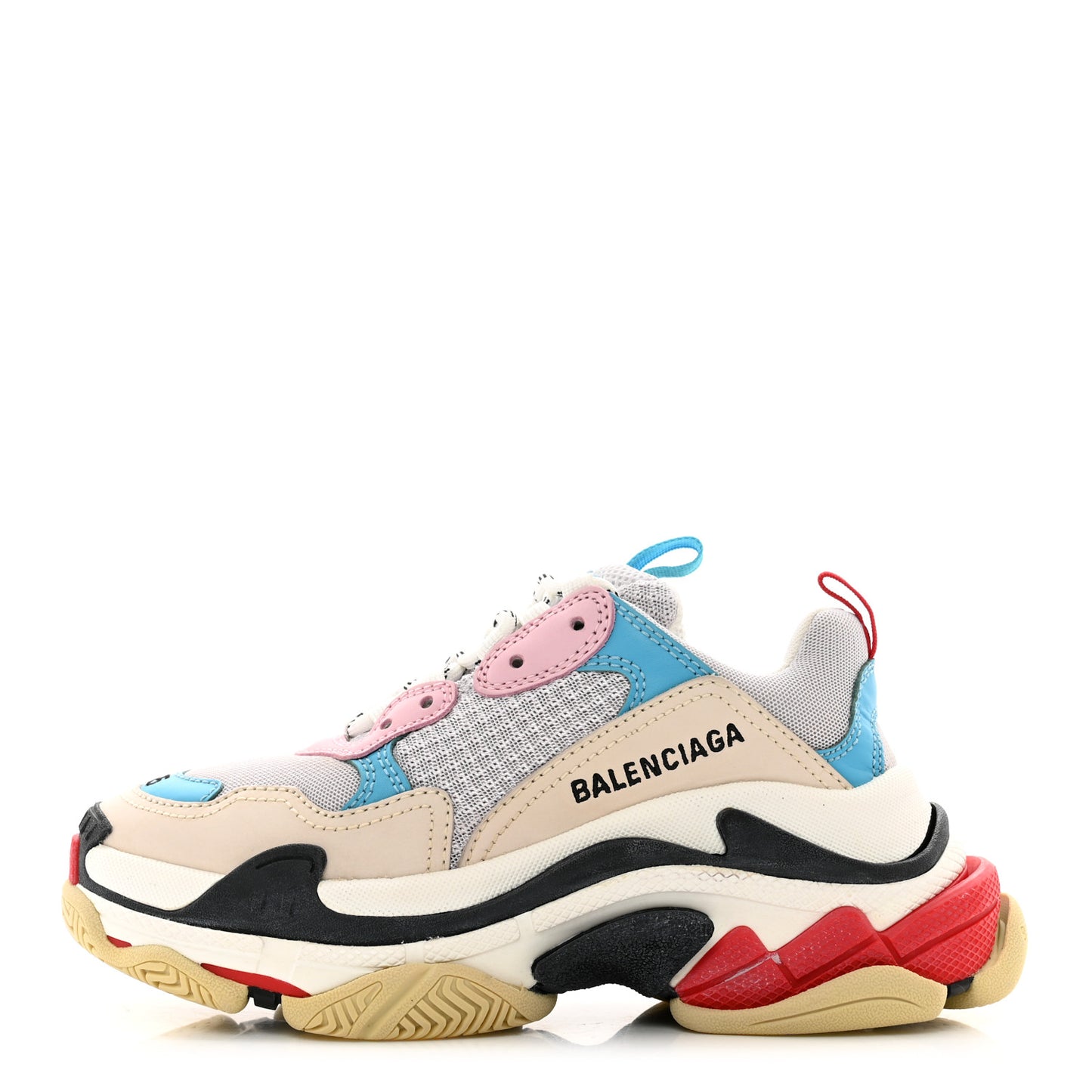 Fabric Mesh Womens Triple S Sneakers 35 White Blue Pink