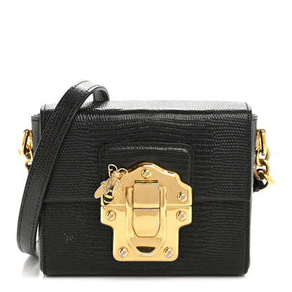 Dolce & Gabbana Calfskin Iguana Embossed Mini Lucia Satchel Black 1 of 13