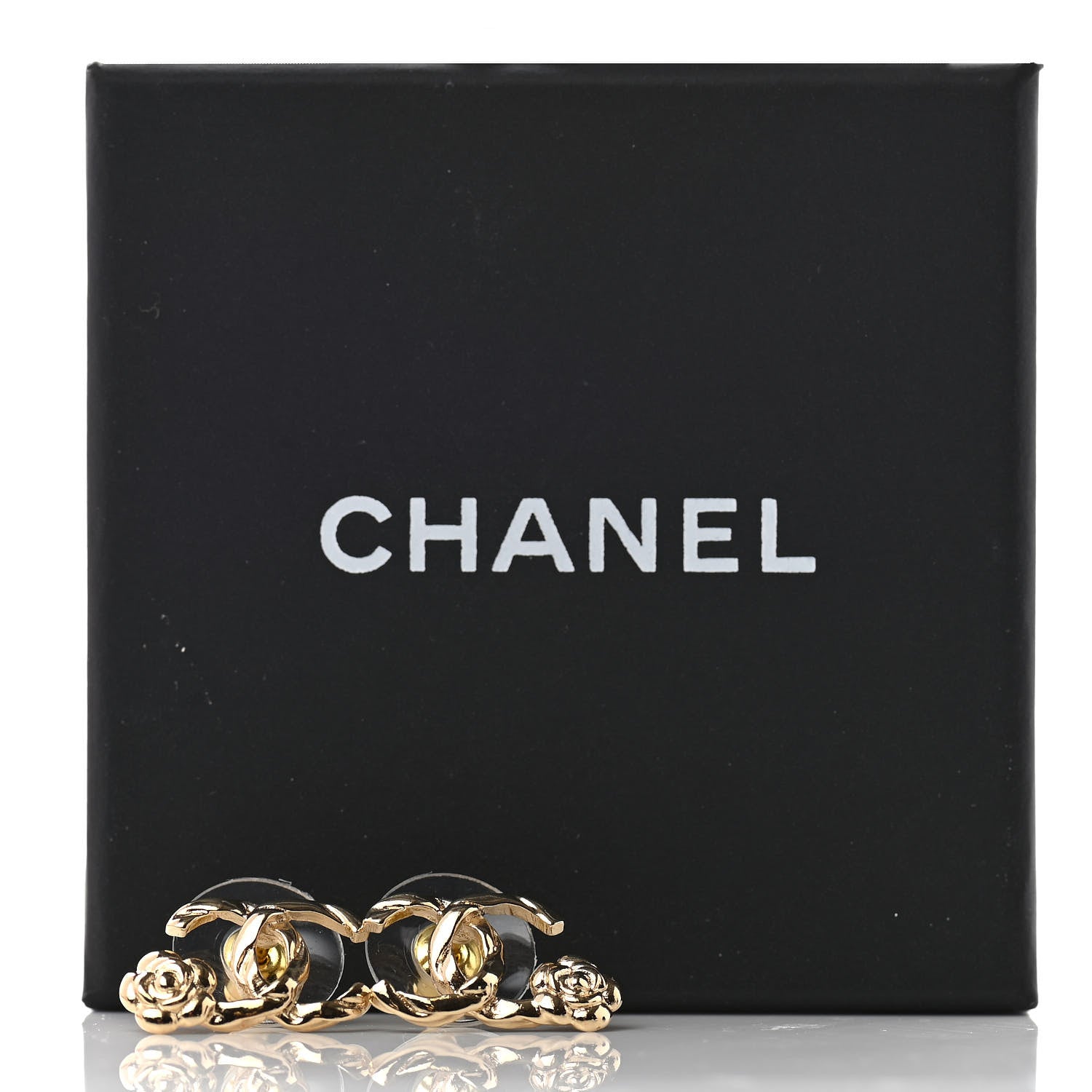 Chanel Metal Camellia CC Earrings Gold 5 of 5