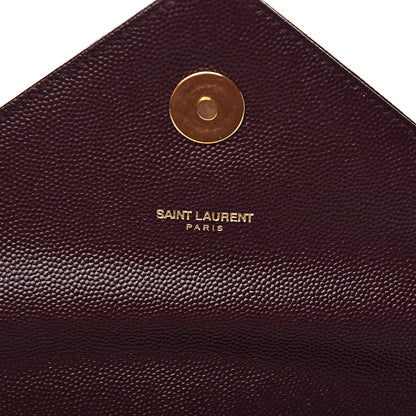 Saint Laurent Grain De Poudre Matelasse Chevron Large Monogram Satchel Rouge Legion 6 of 13