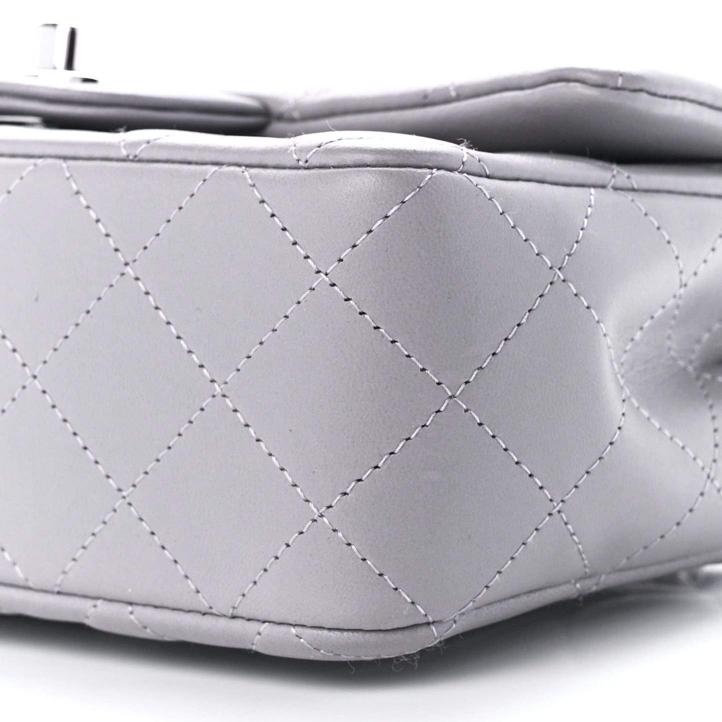 Lambskin Quilted Mini Rectangular Flap Grey