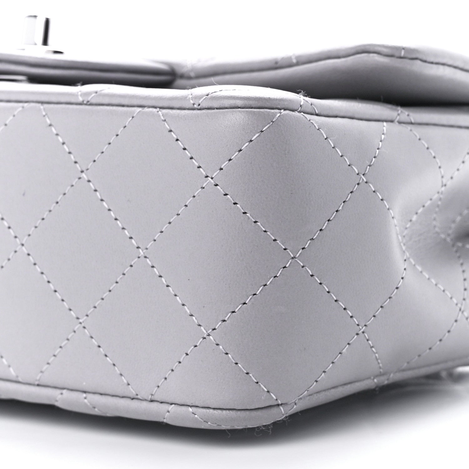Chanel Lambskin Quilted Mini Rectangular Flap Grey 10 of 13