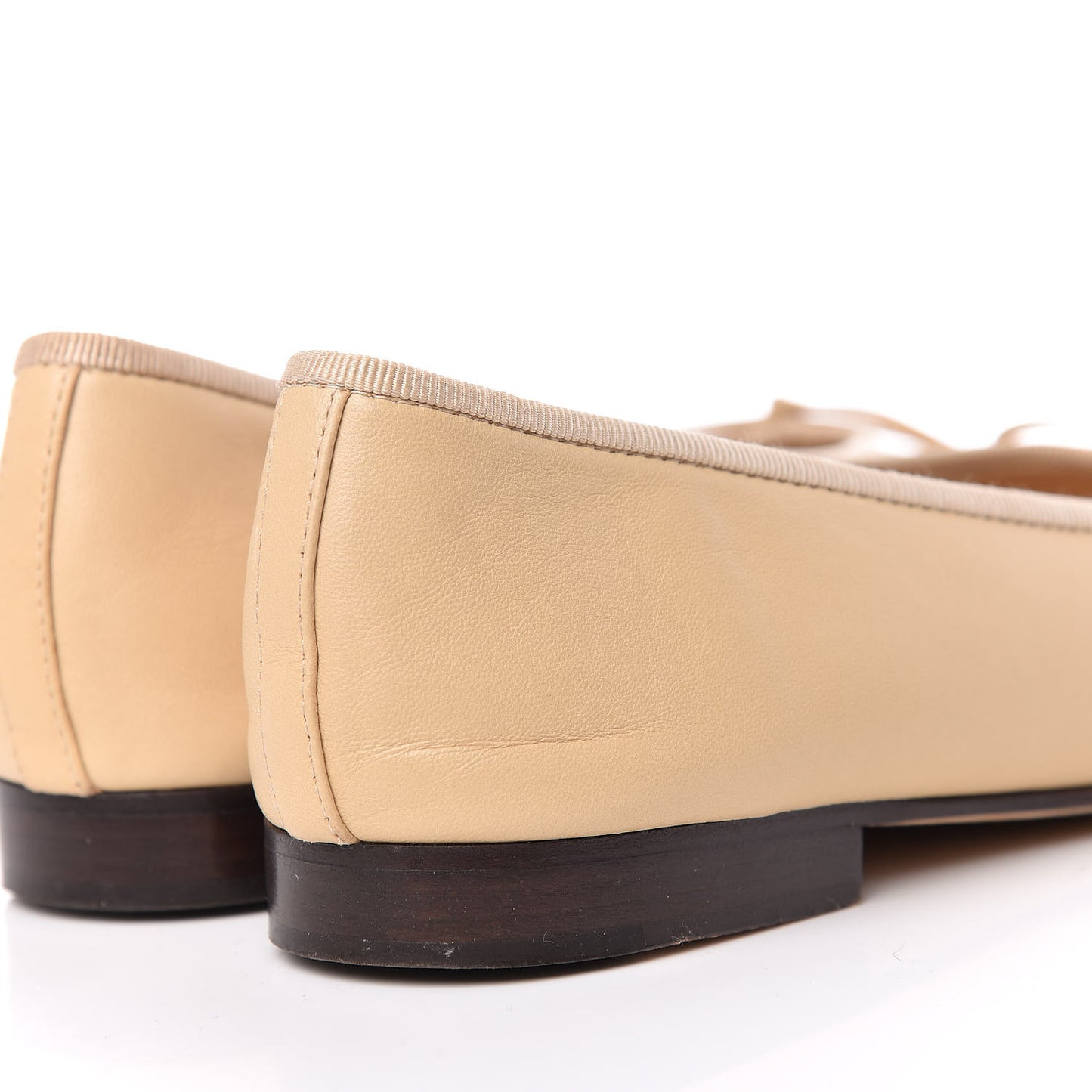 Lambskin Cap Toe CC Ballerina Flats 37 Beige Black