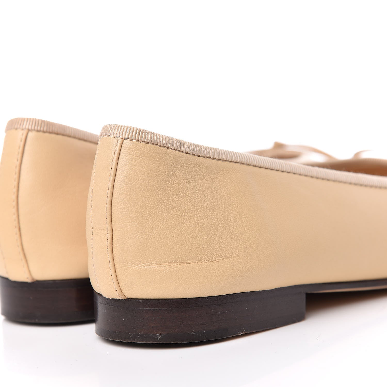 Chanel Lambskin Cap Toe CC Ballerina Flats 37 Beige Black 16 of 16