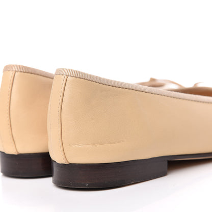 Chanel Lambskin Cap Toe CC Ballerina Flats 37 Beige Black 16 of 16
