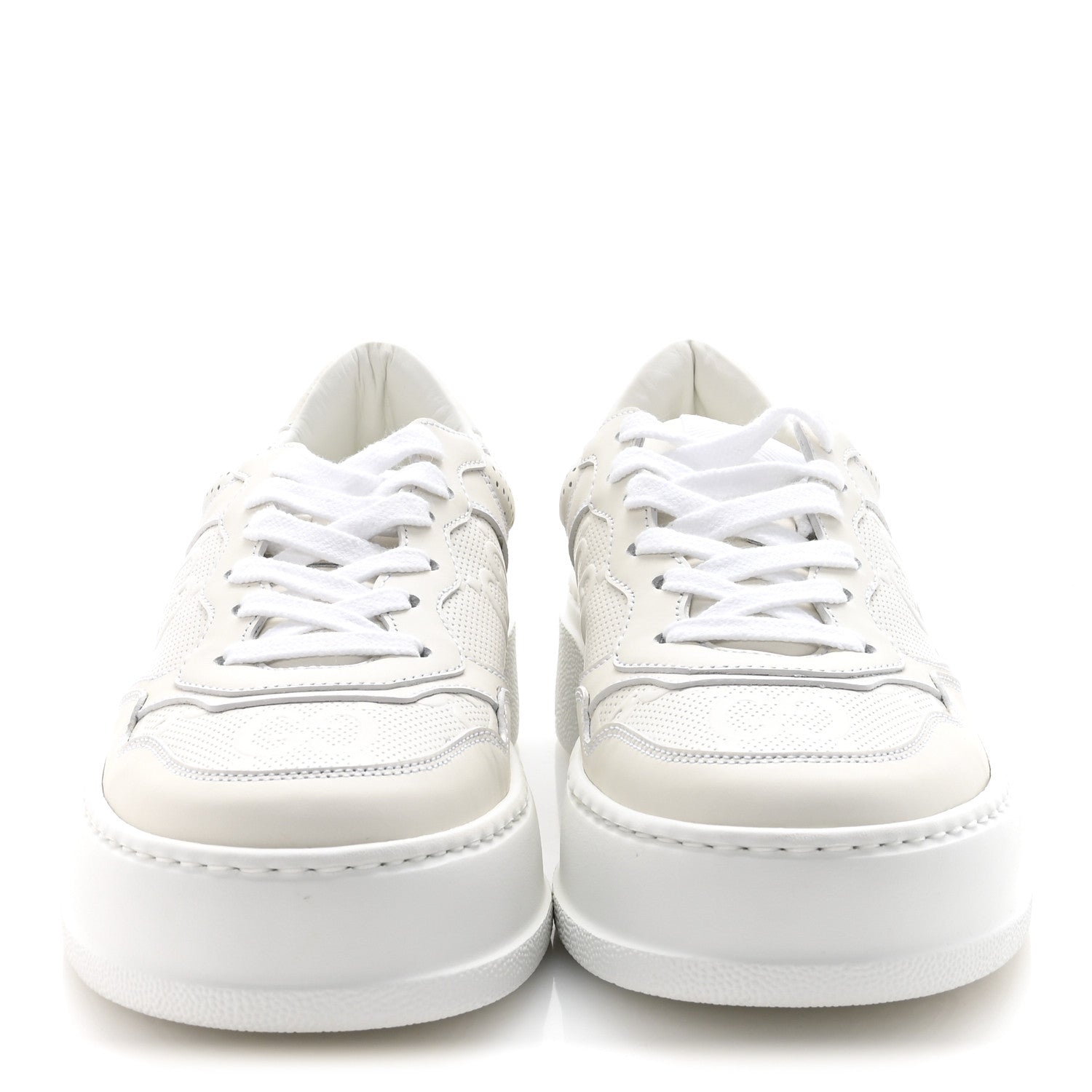 Gucci Calfskin GG Tennis Embossed Perforated Womens Platform 55mm Sneakers 37 Great White 3 of 9