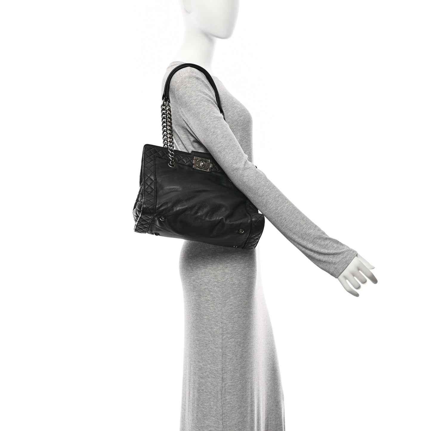 Calfskin Boy Reverso Shopping Tote Black