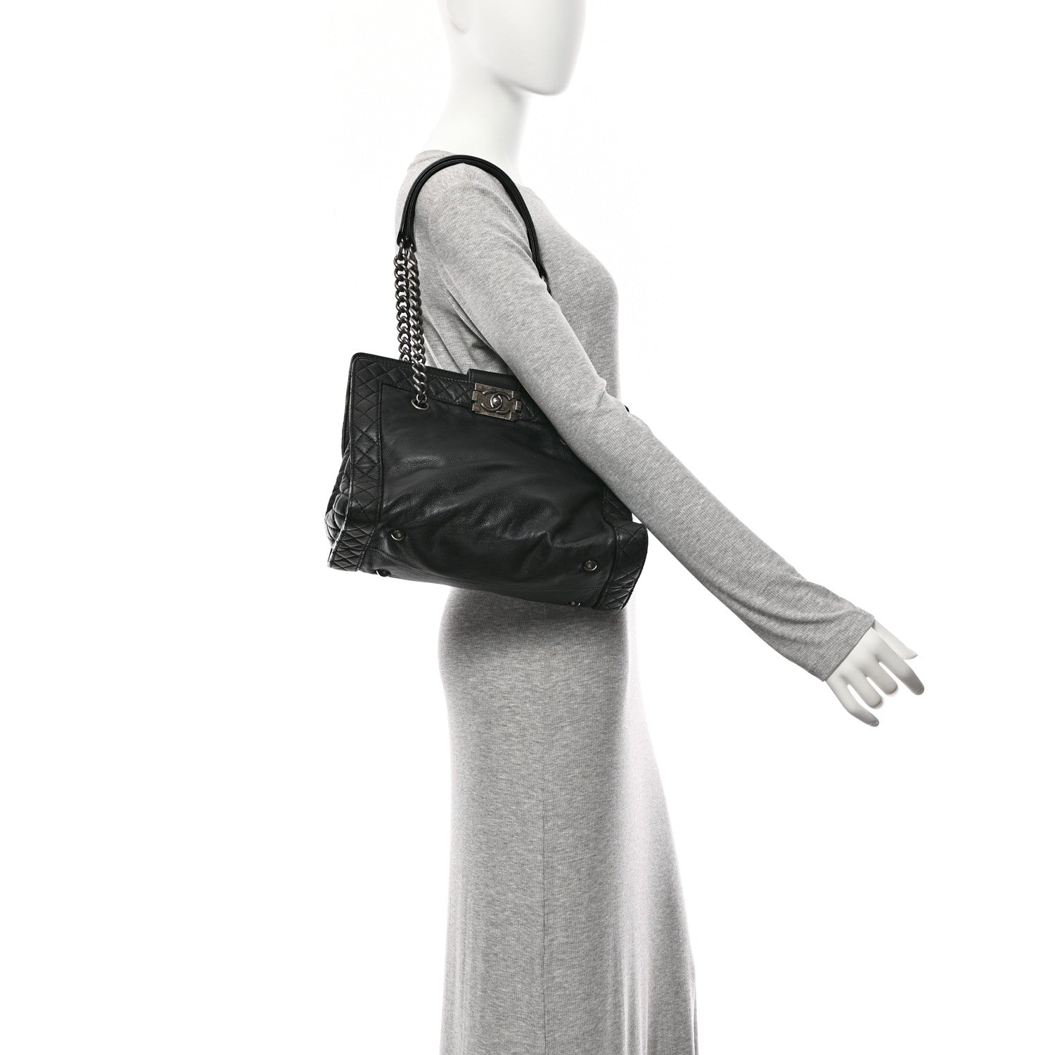 Chanel Calfskin Boy Reverso Shopping Tote Black 2 of 10