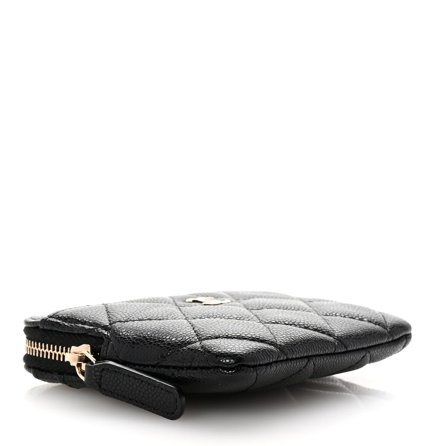 Caviar Quilted Zip Card Holder Wallet Black