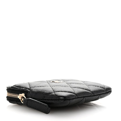 Chanel Caviar Quilted Zip Card Holder Wallet Black 4 of 7