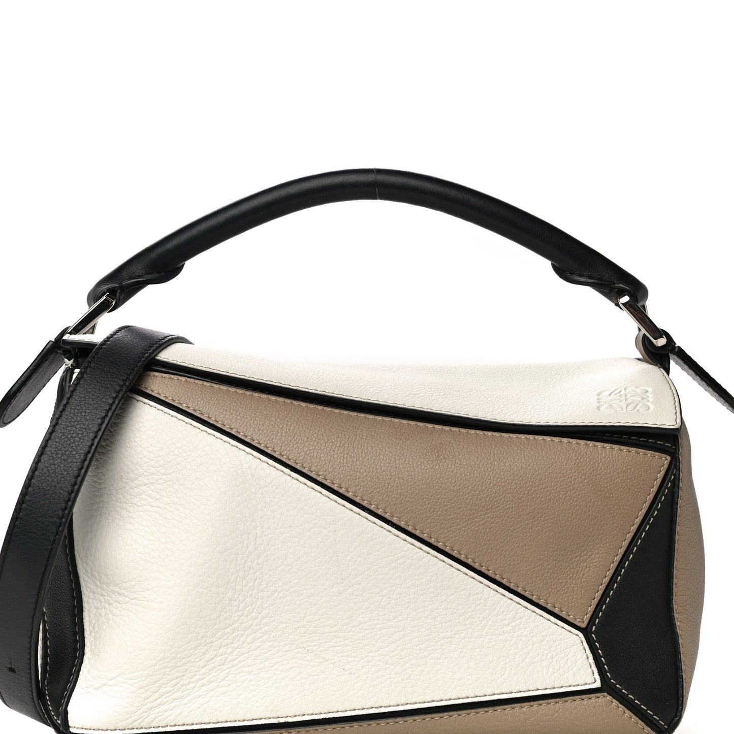Calfskin Small Puzzle Bag Black Taupe