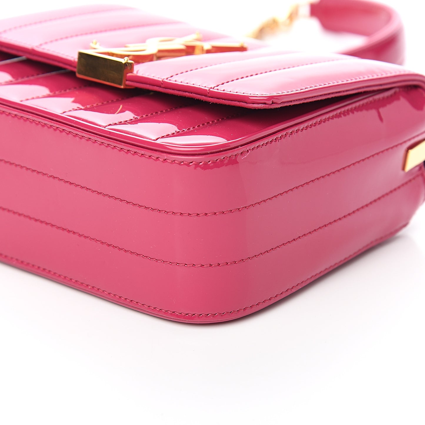Patent Matelasse Monogram Small Vicky Chain Bag Bubblegum
