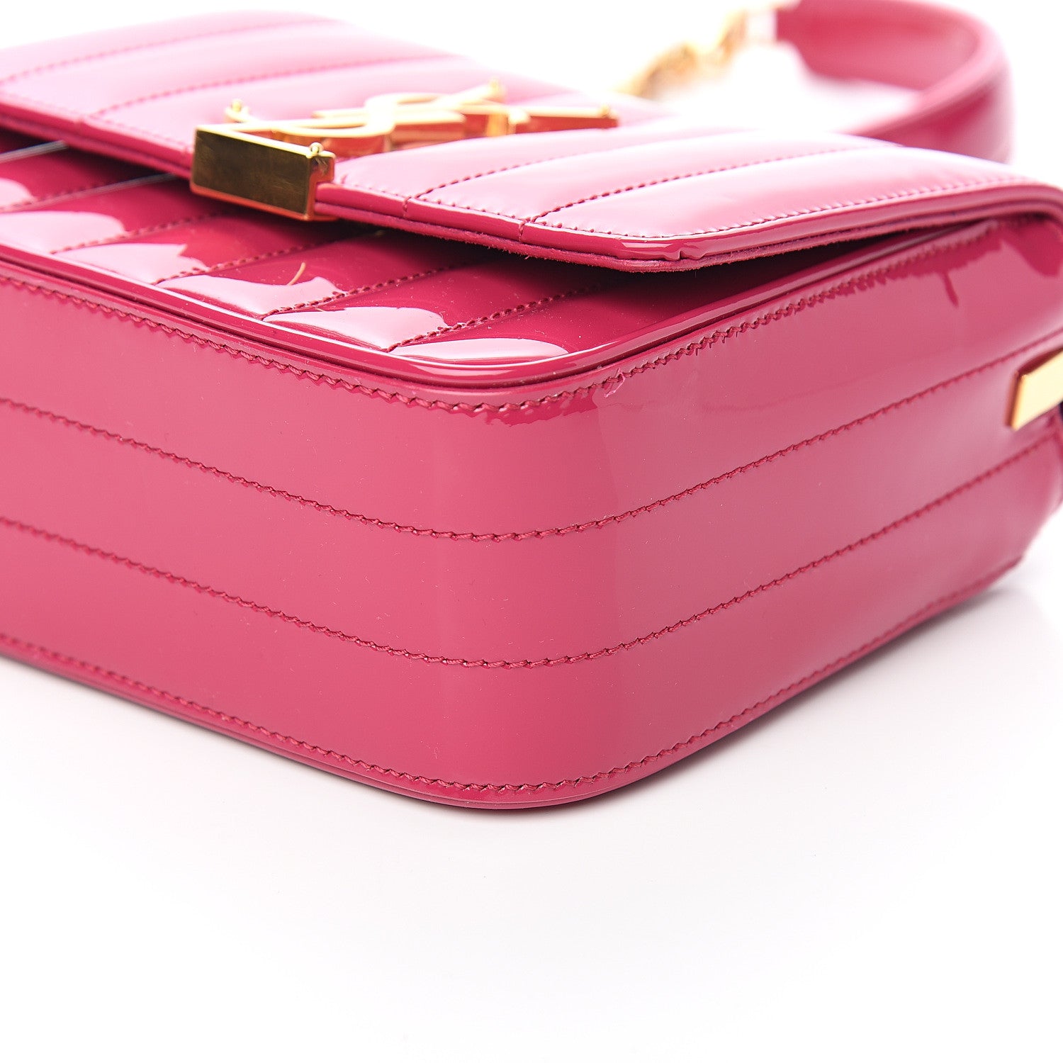 Saint Laurent Patent Matelasse Monogram Small Vicky Chain Bag Bubblegum 8 of 9