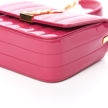 Saint Laurent Patent Matelasse Monogram Small Vicky Chain Bag Bubblegum 8 of 9