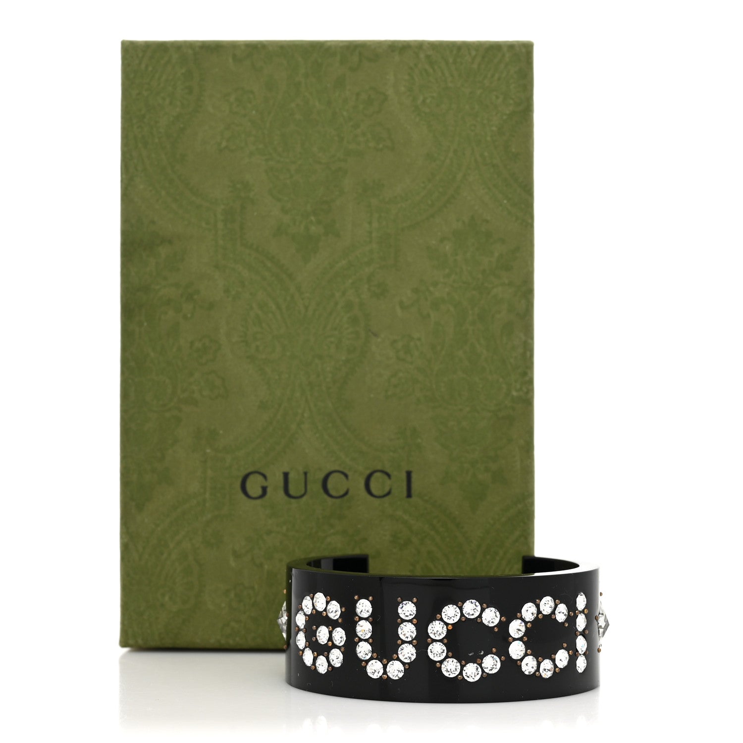 Gucci Resin Crystal Cuff Bracelet S Black 5 of 5