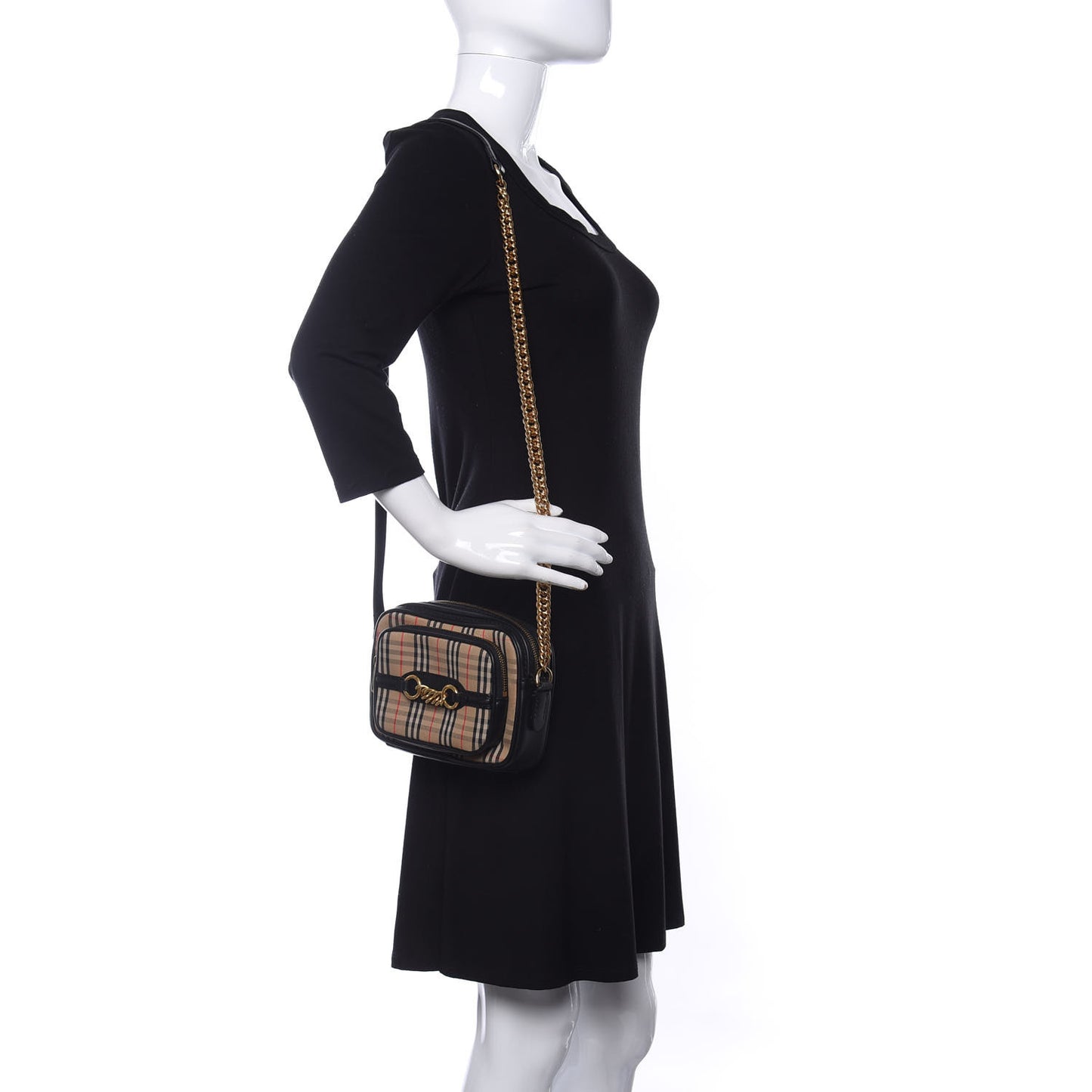 1983 Knight Check Smooth Calfskin Link Camera Bag Black