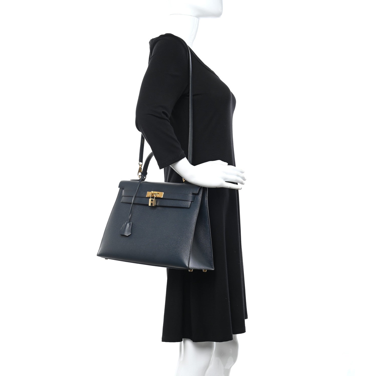 Hermes Courchevel Kelly Sellier 32 Bleu Marine 2 of 10