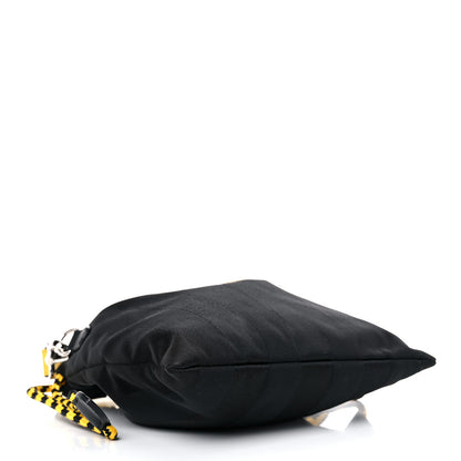Fendi Recycled Nylon Vitello Grace Light Pequin Small Saint Fendi Roma Drawstring Pouch Black Sunflower 4 of 10