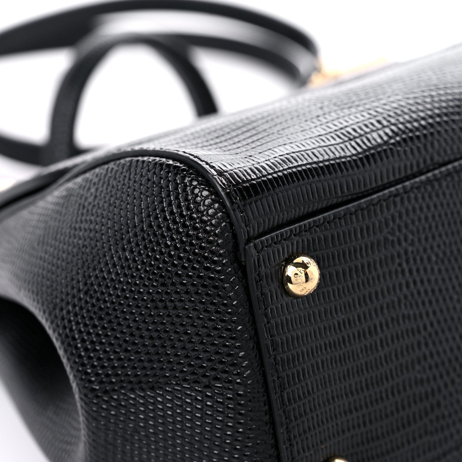 Dolce & Gabbana Lizard Calfskin Embossed Medium Miss Sicily Satchel Black 6 of 9