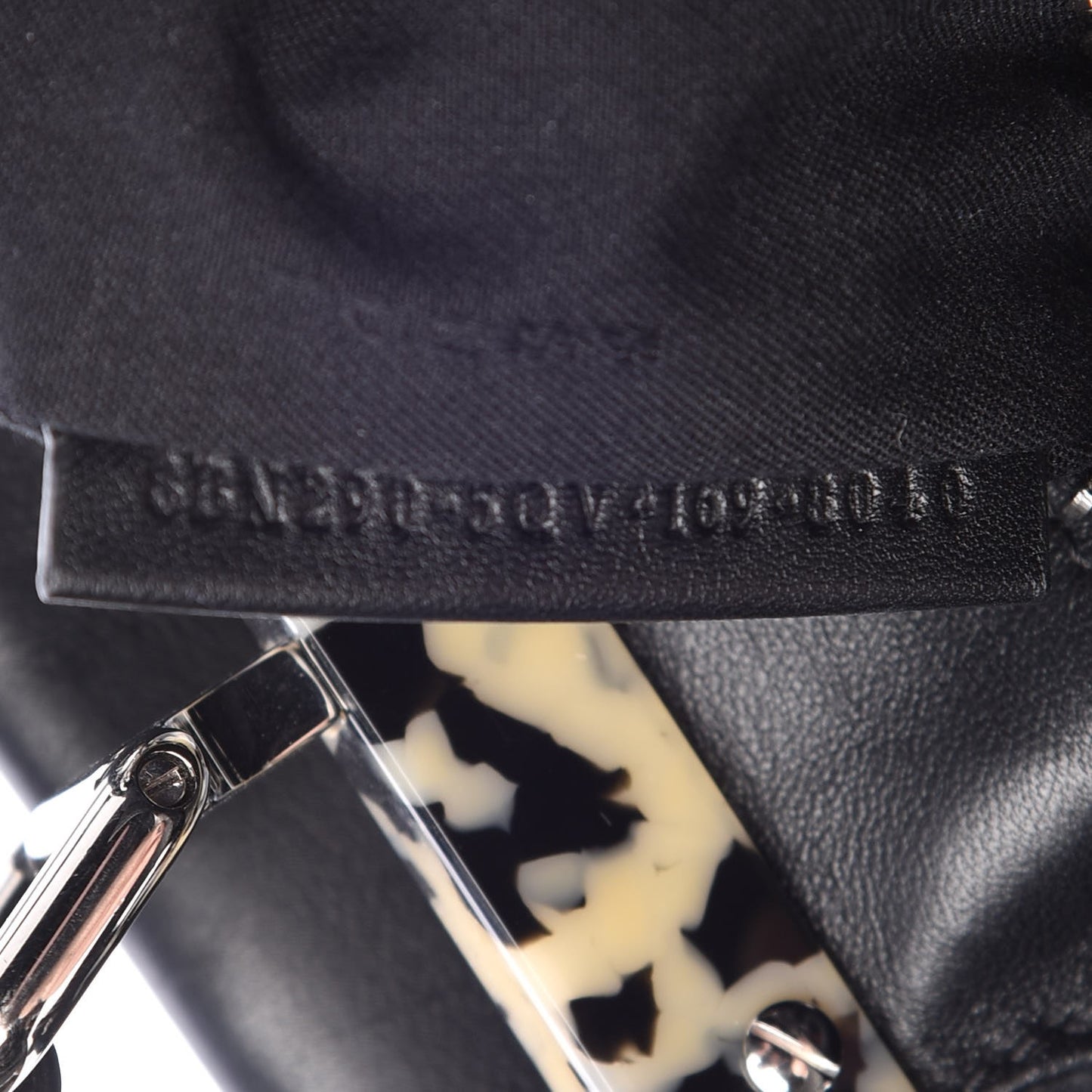 Vitello Dolce Shiny Nappa Plexglass Granite Medium Peekaboo Iconic Satchel Black