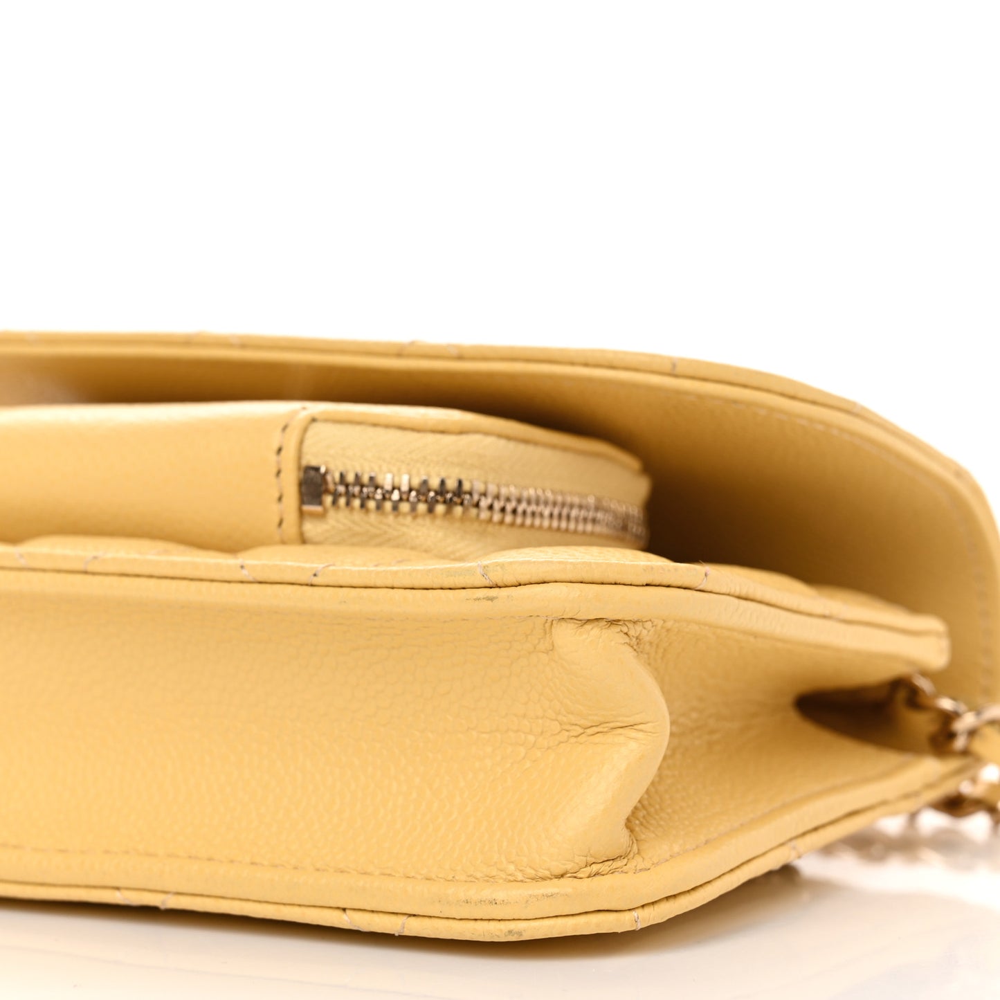 Caviar Quilted Business Affinity Clutch With Chain Flap Yellow
