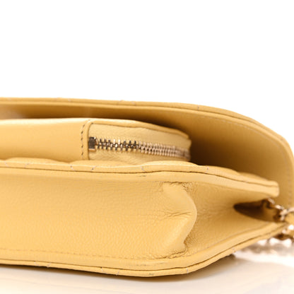 Chanel Caviar Quilted Business Affinity Clutch With Chain Flap Yellow 12 of 13