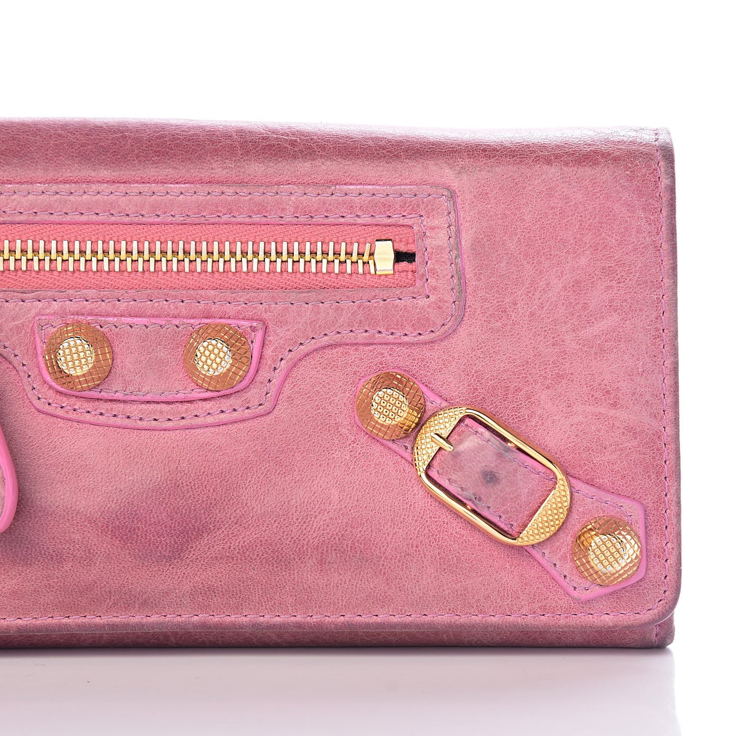 Agneau Giant 12 Gold Hardware Money Wallet Pink