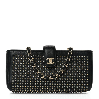 Chanel Calfskin Strass Studded Mini Phone Holder Clutch Black 1 of 9