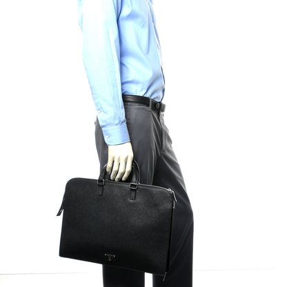 Prada Saffiano Travel Briefcase Black 3 of 16