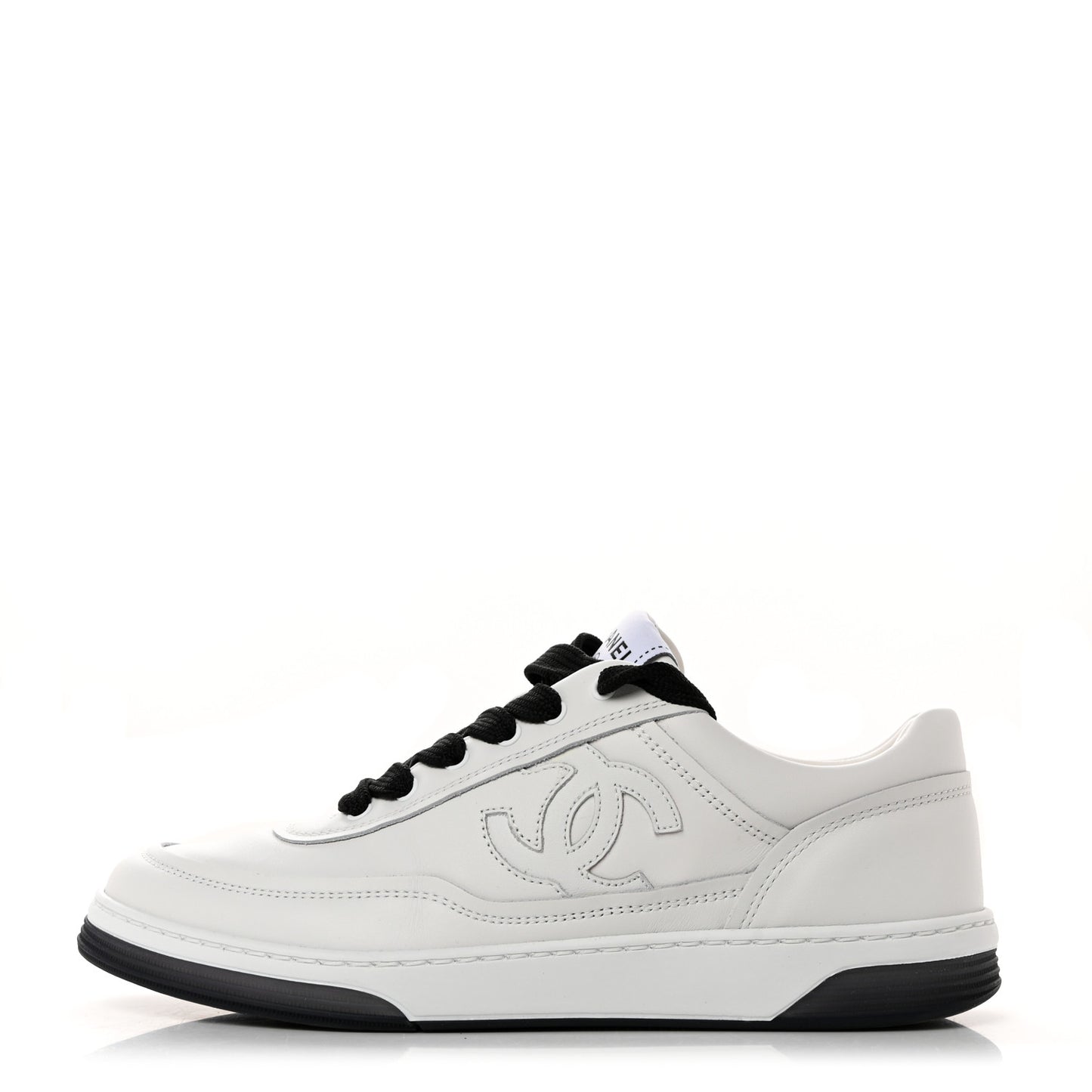 Calfskin CC Womens Sneakers 36 White Black