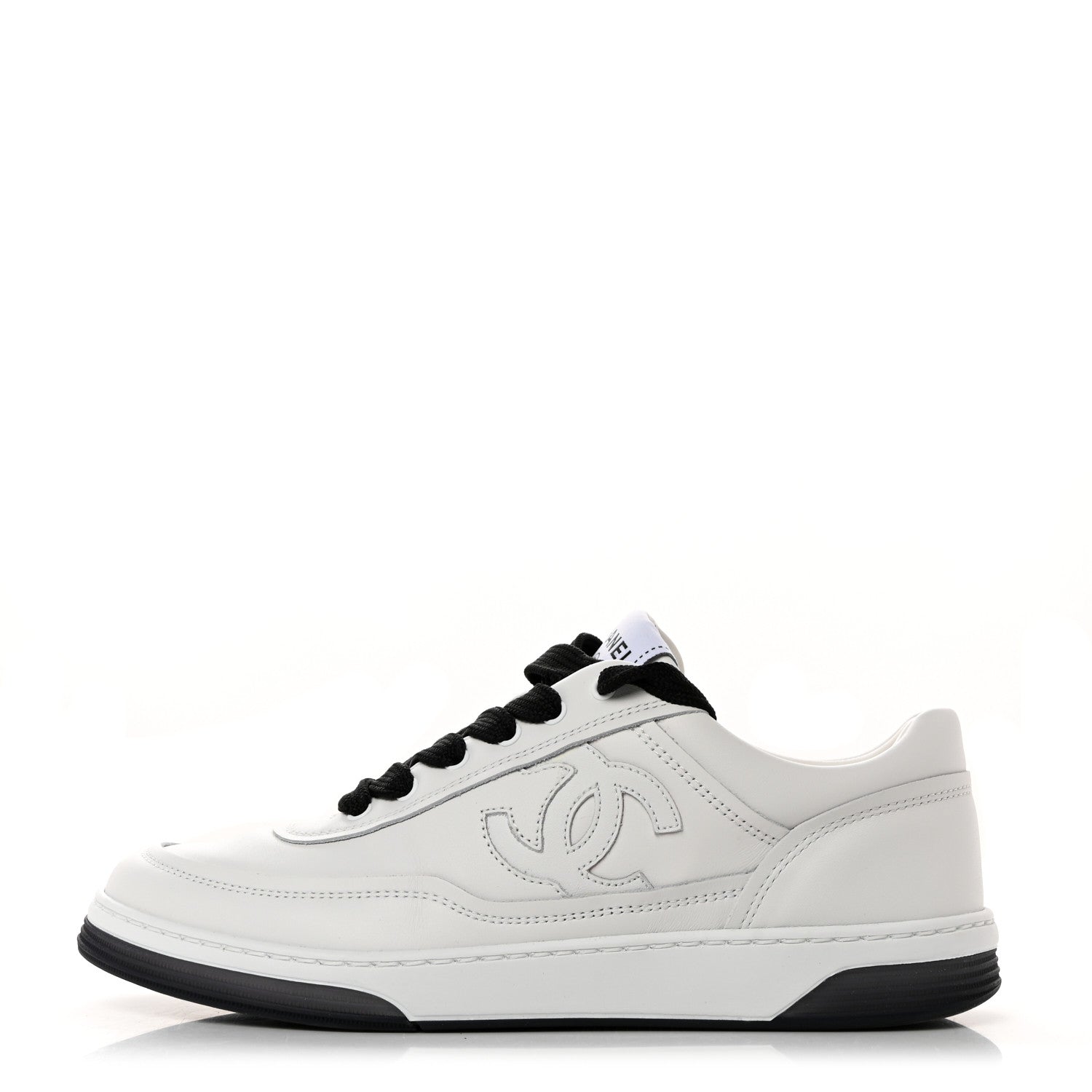 Chanel Calfskin CC Womens Sneakers 36 White Black 1 of 10