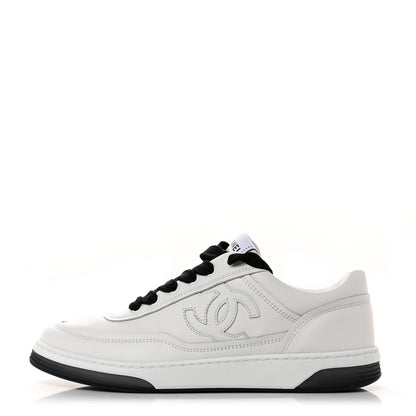 Chanel Calfskin CC Womens Sneakers 36 White Black 1 of 10