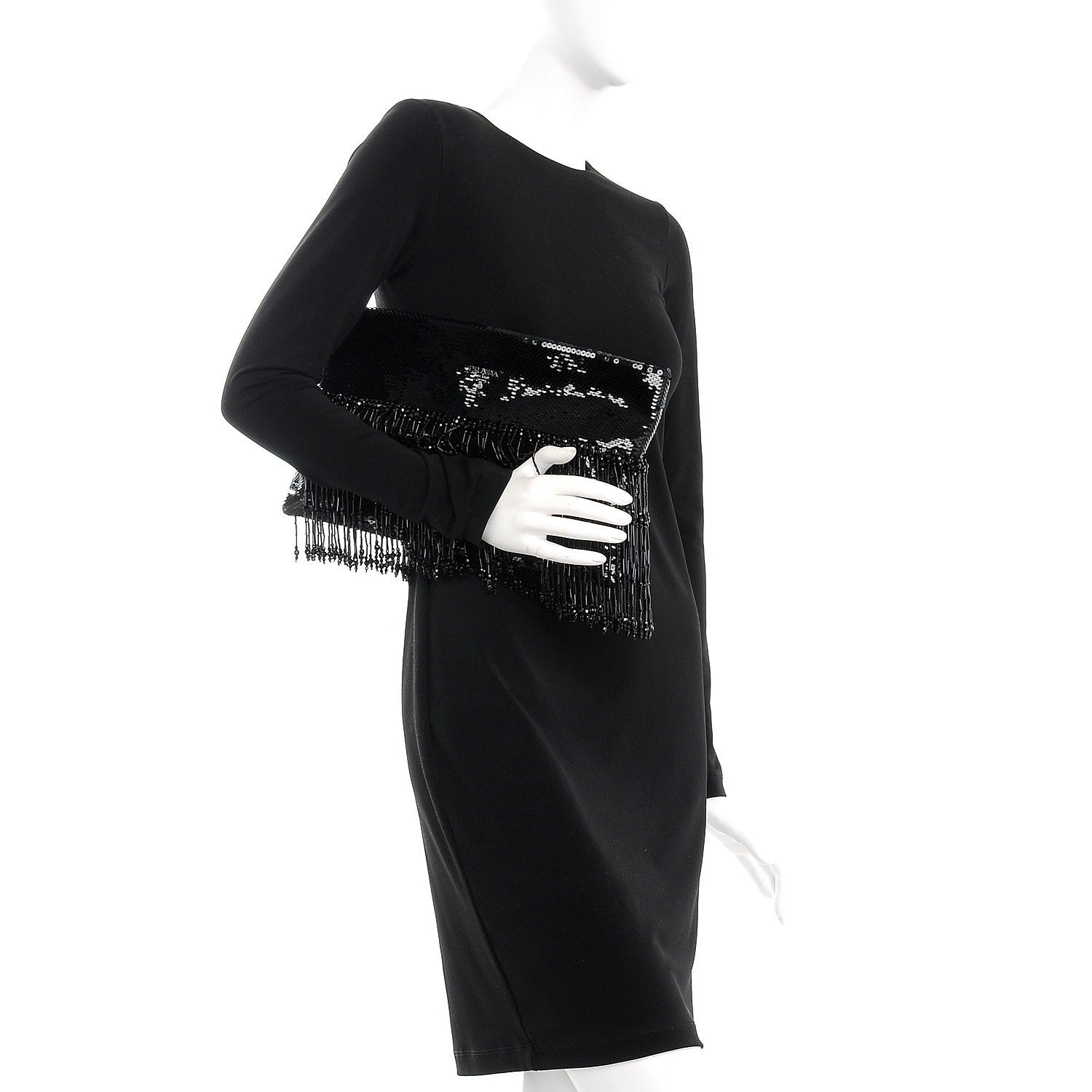 Prada Sequin Beaded Flat Clutch Black 2 of 7