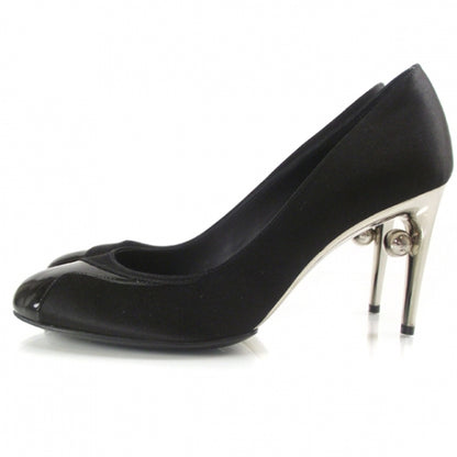 Chanel Satin Patent Heels 38 Black 2 of 8
