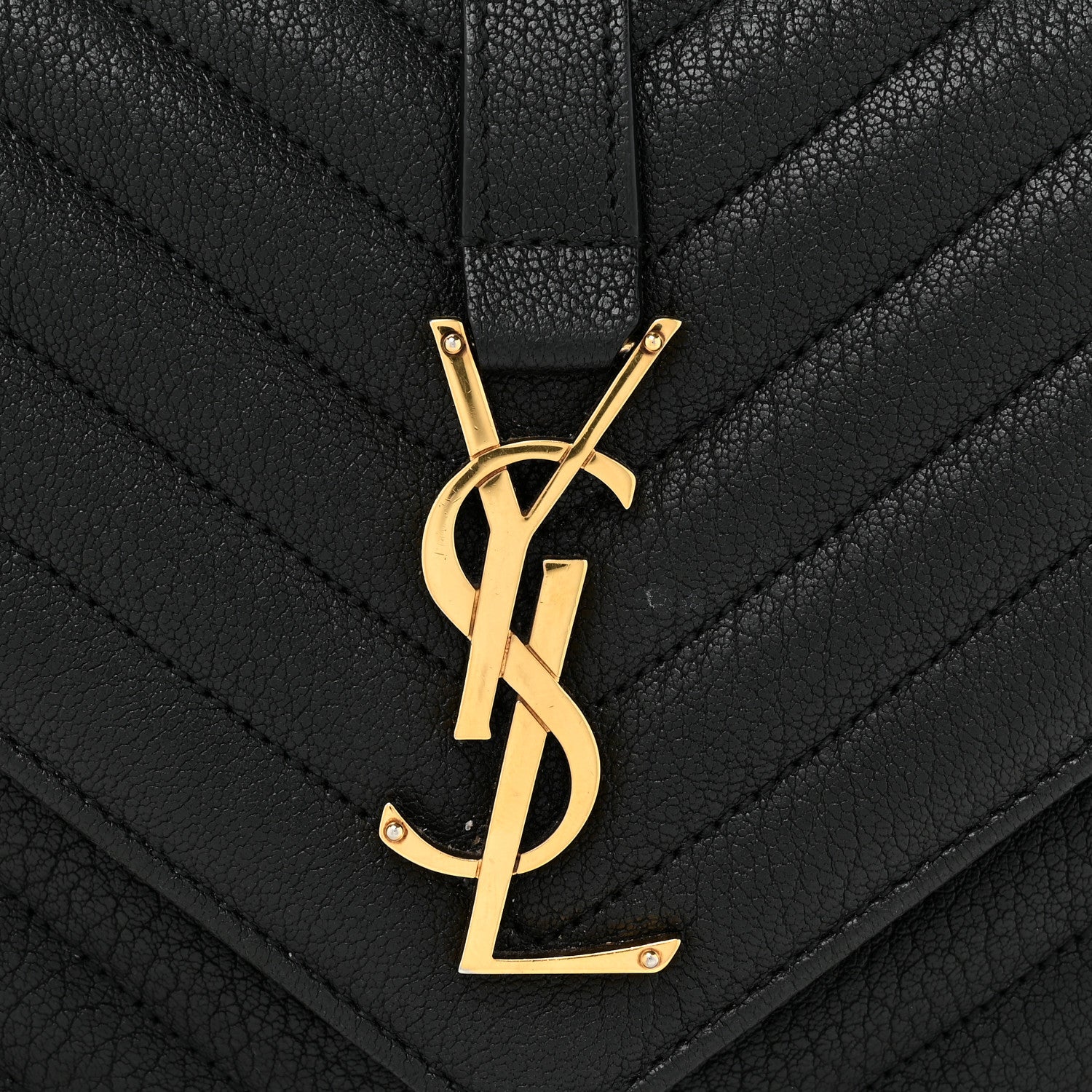 Saint Laurent Sheepskin Matelasse Chevron Monogram Medium College Bag Black 10 of 15