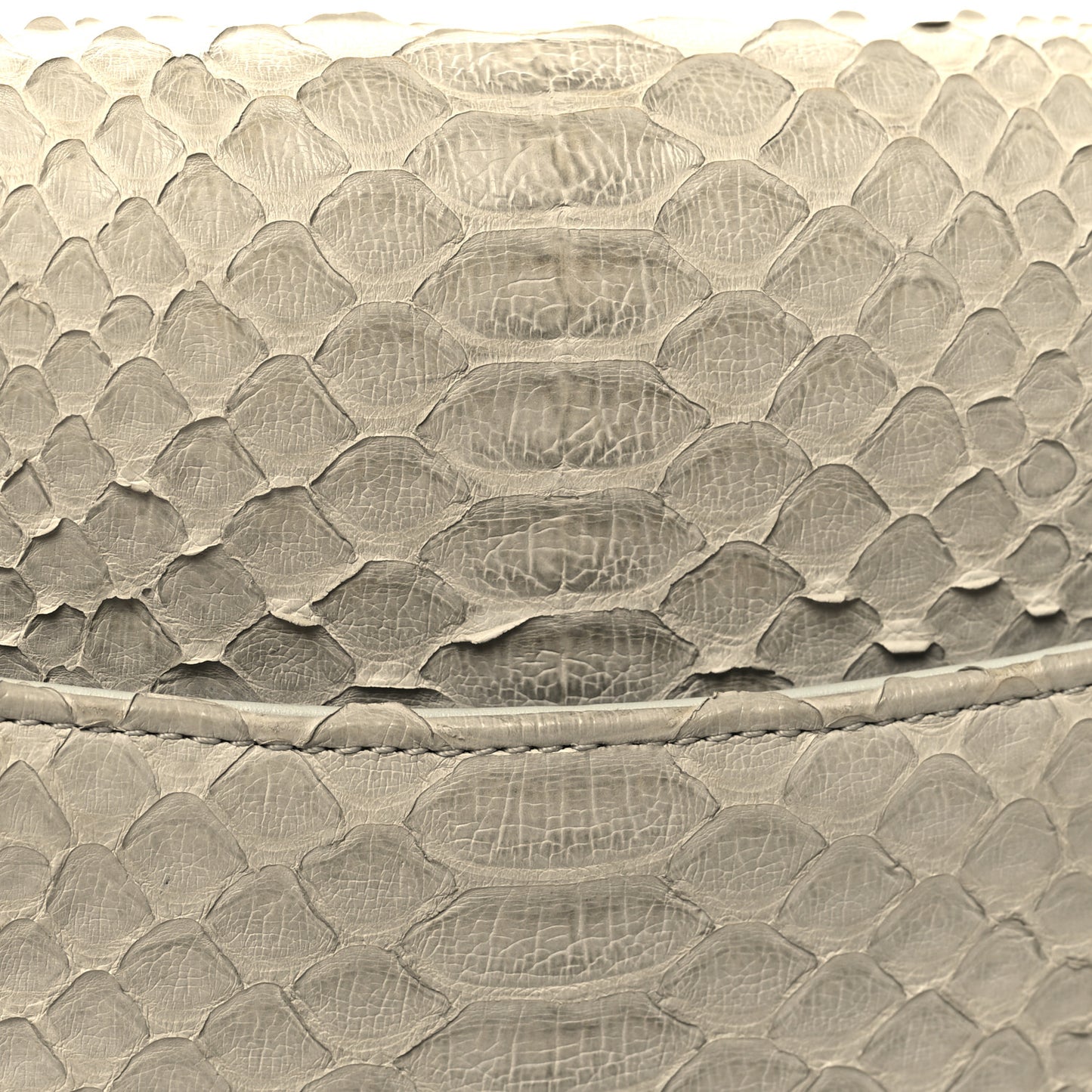 Snakeskin Clutch With Chain Flap Light Grey