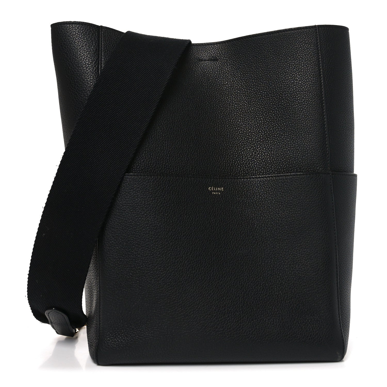 Celine Soft Grained Calfskin Sangle Bucket Bag Black 1 of 9