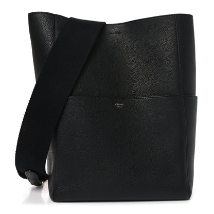 Celine Soft Grained Calfskin Sangle Bucket Bag Black 1 of 9