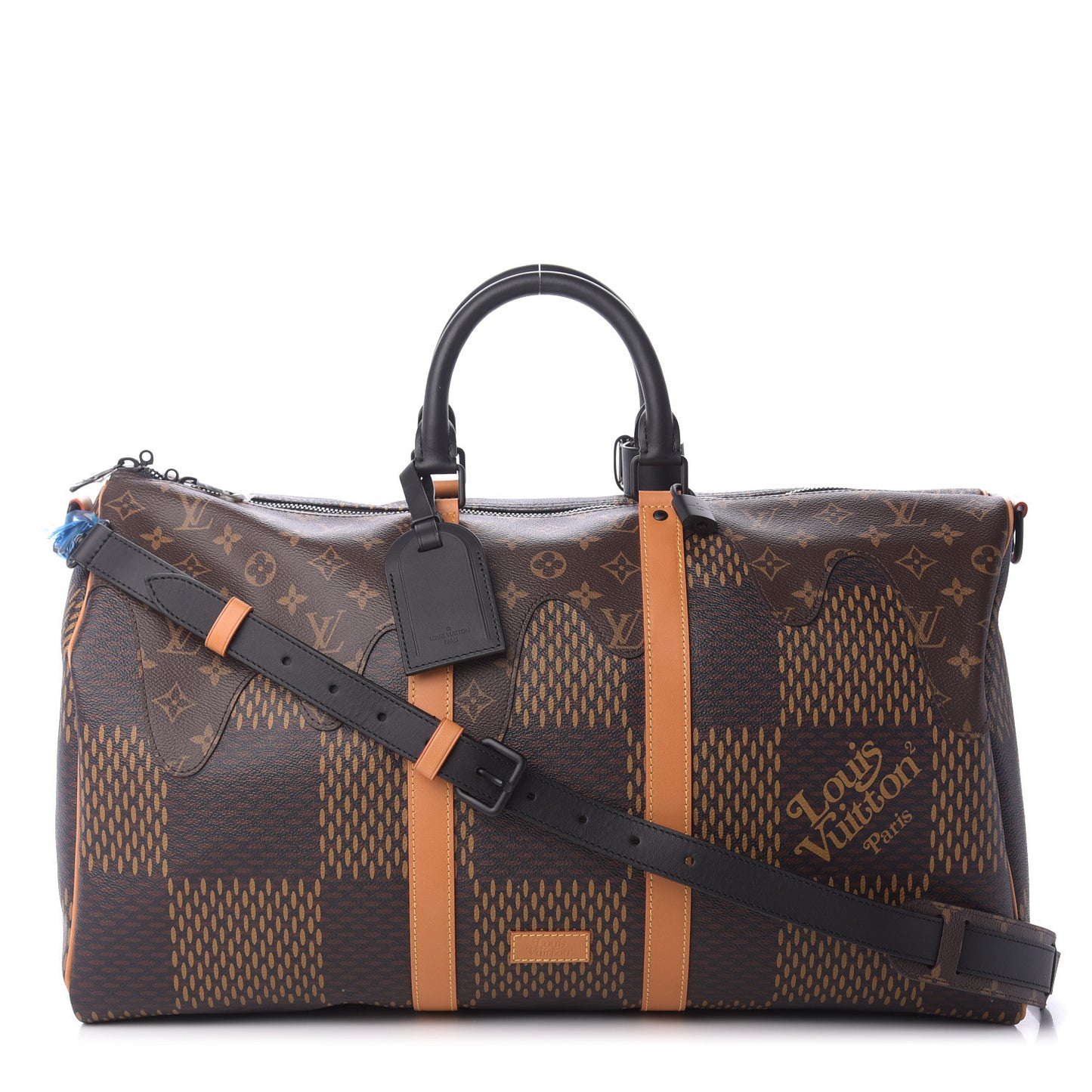 X NIGO Giant Damier Ebene Monogram Keepall Bandouliere 50