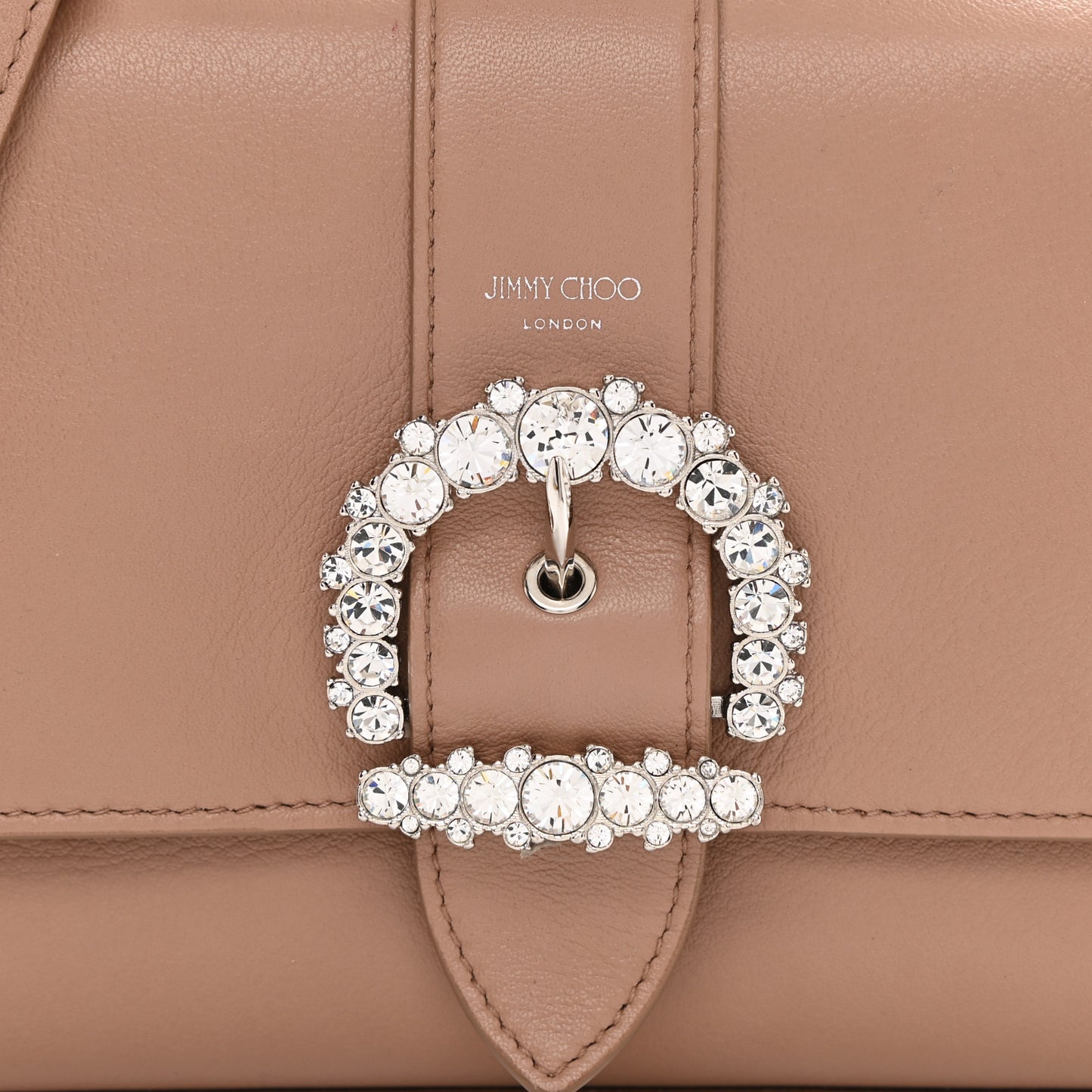 Calfskin Crystal Medium Cheri Top Handle Bag Powder Pink