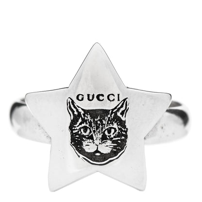 Gucci Sterling Silver Blind for Love Star Cat Ring 48 4.5 1 of 6