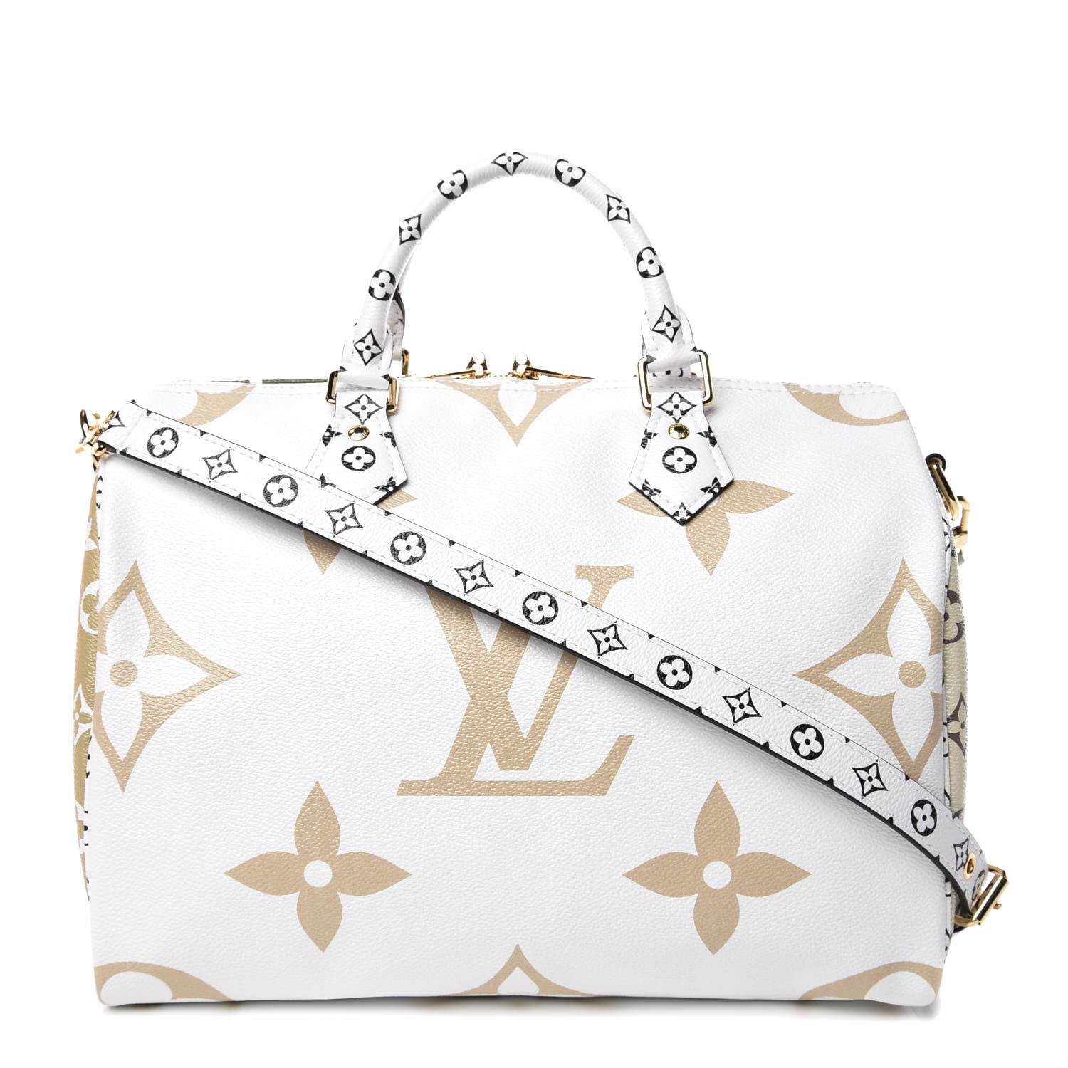 Louis Vuitton Monogram Giant Speedy Bandouliere 30 Kaki Beige 1 of 10
