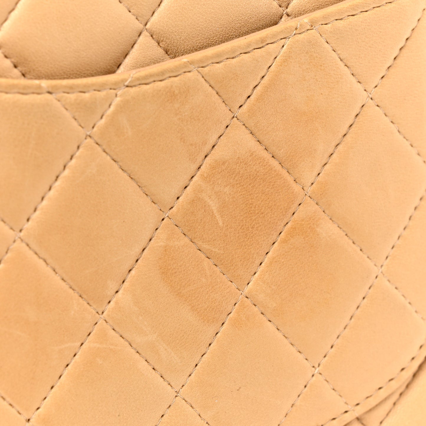 Lambskin Quilted Medium Double Flap Beige