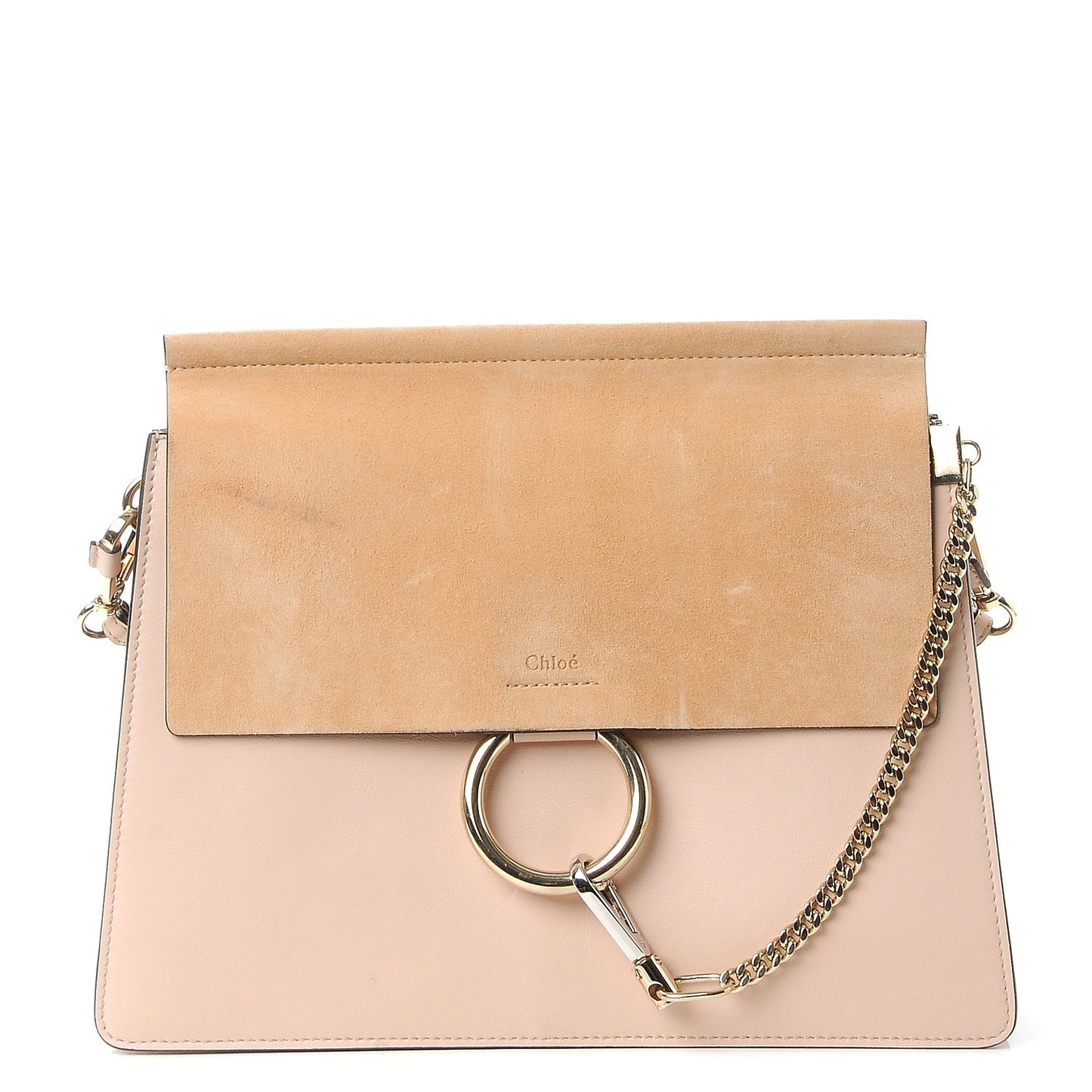 Calfskin Suede Medium Faye Shoulder Bag Cement Pink