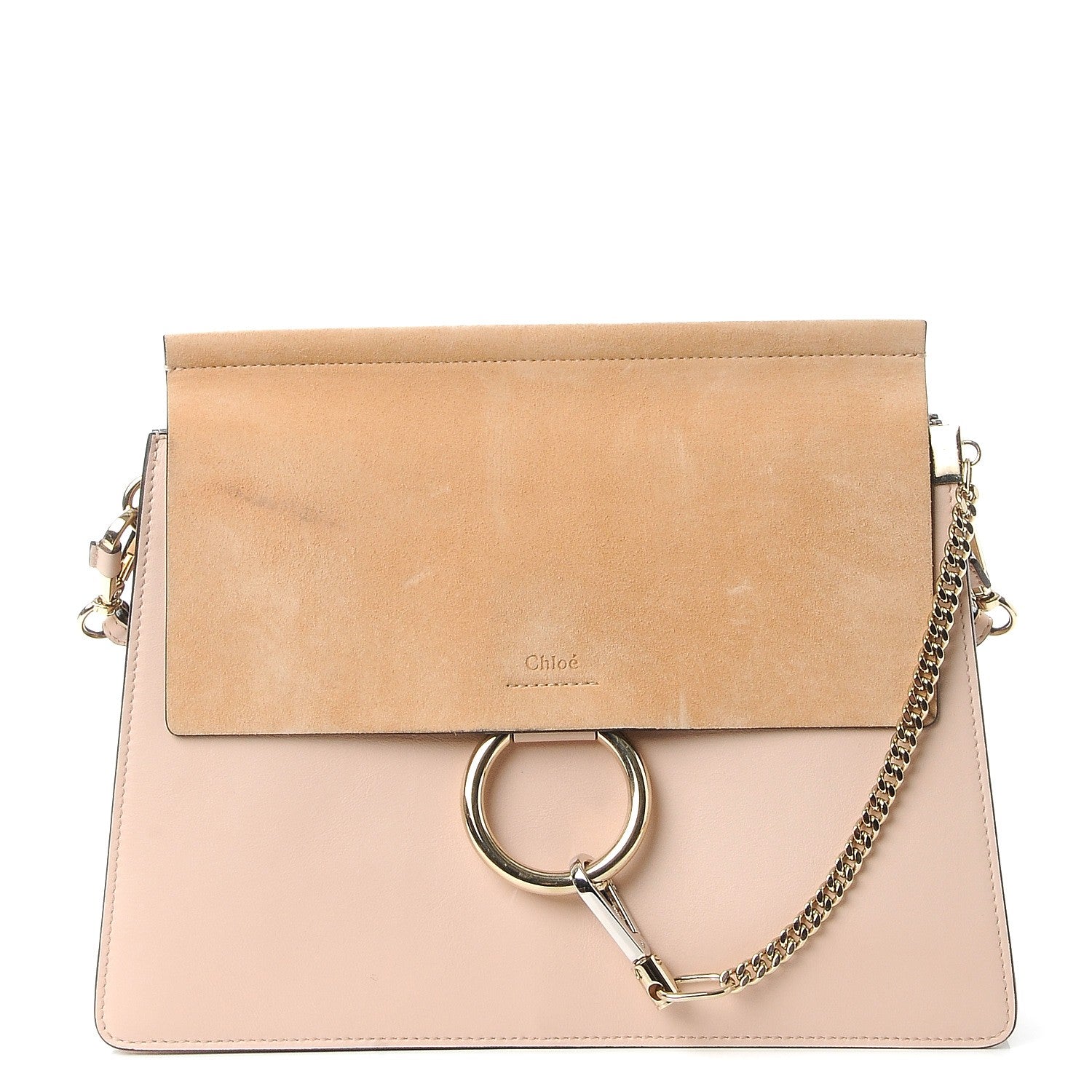 Chloe Calfskin Suede Medium Faye Shoulder Bag Cement Pink 1 of 10