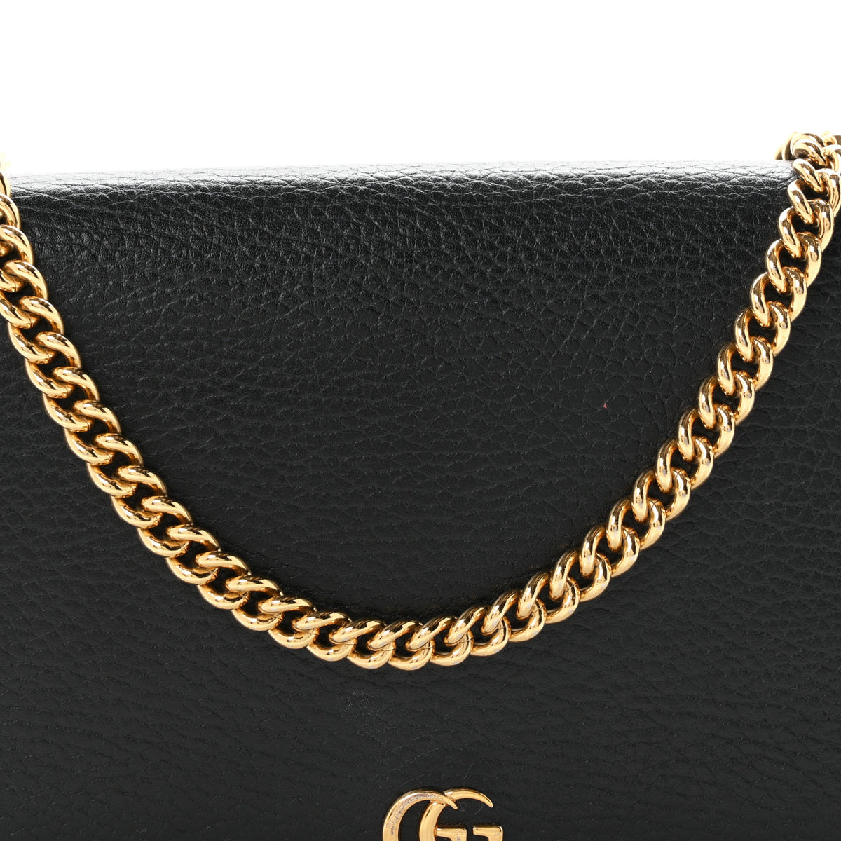 Calfskin Mini GG Marmont Chain Wallet Black