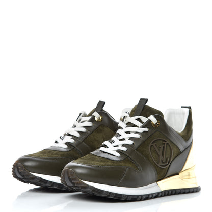Louis Vuitton Calfskin Suede Run Away Sneakers 37 Kaki 3 of 9
