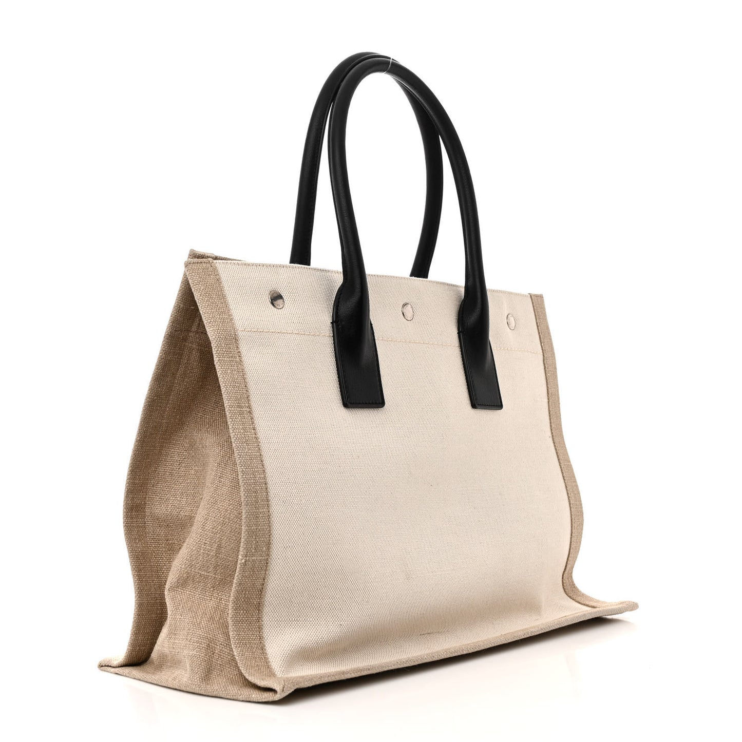 Linen Calfskin Small Rive Gauche Tote Greggio Natural